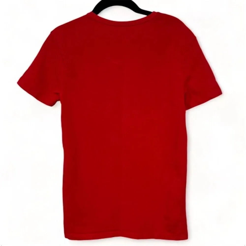 🔻Zara Men's Super Slim Fit Red V-Neck T-Shirt Size S Short Sleeve🔻 - Picture 2 of 3